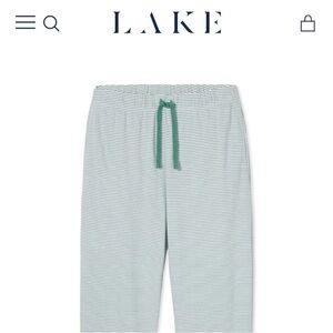 LAKE 100% Pima Cotton Women's Striped Pajama Pants in Green and White